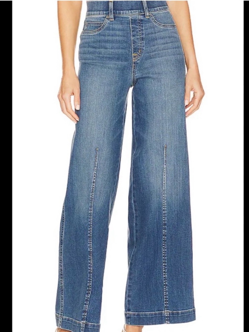 SPANX Women's Wide-Leg High-Rise Jeans - Blue